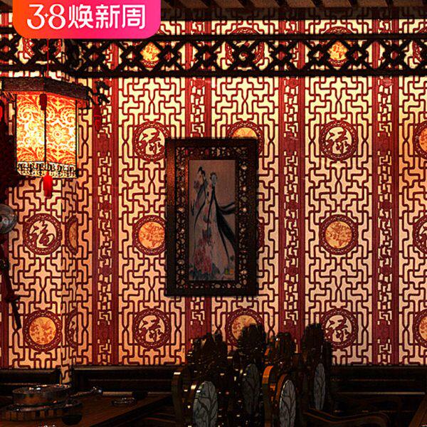 新中式墙纸饭店茶室仿古典禅意店铺装修复古风格中国风壁纸非自粘