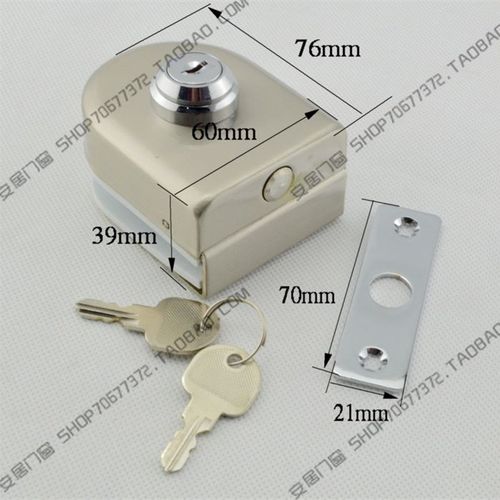 地锁防盗锁单门单扇不锈钢玻璃门锁玻璃插销无框玻璃门锁带钥匙