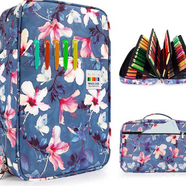 新款300色防水收纳素描笔袋折叠美术专用文具袋学生简约彩铅笔帘