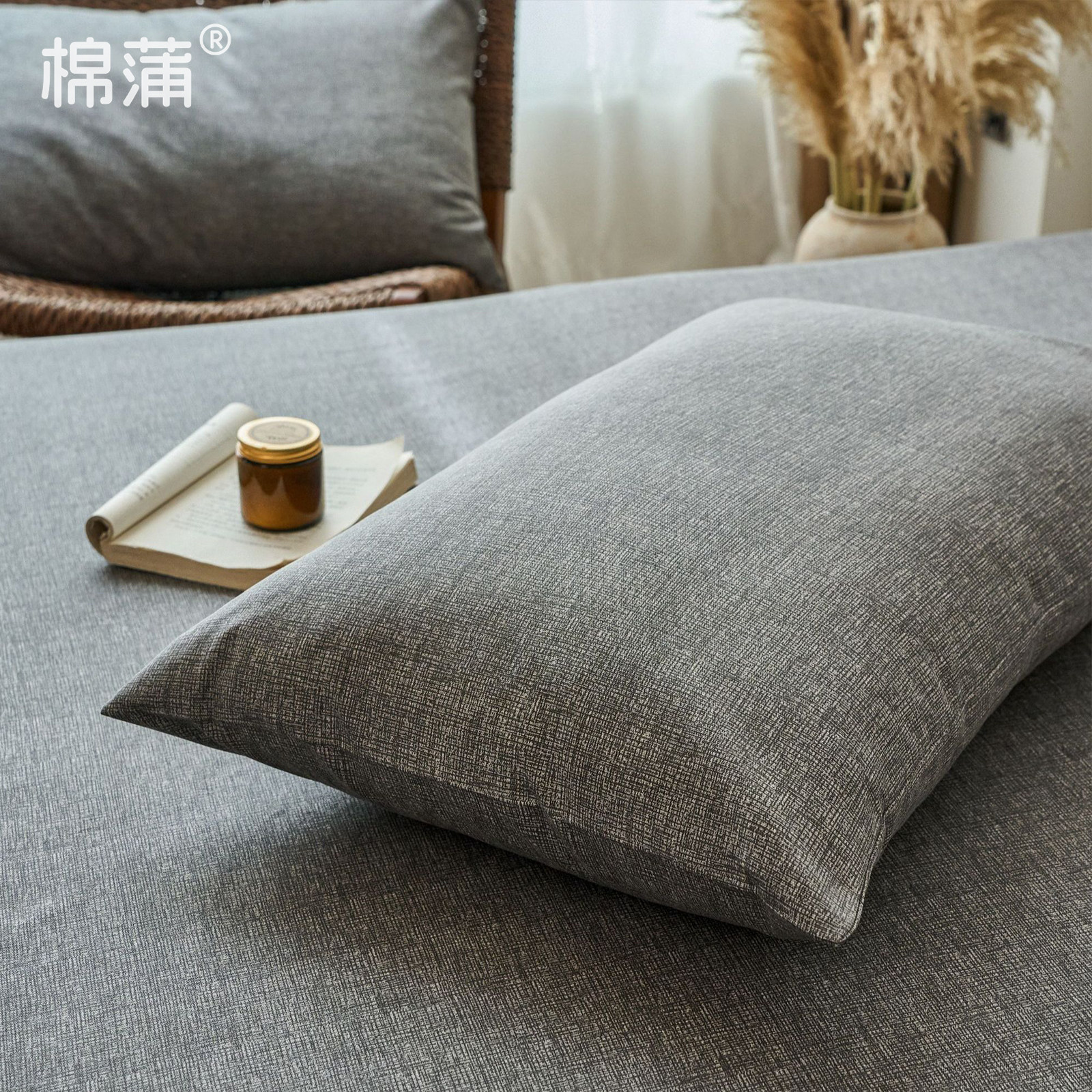 棉蒲l全棉老粗布枕套100%棉48×74cm标准尺寸家用枕套枕头保护罩图片