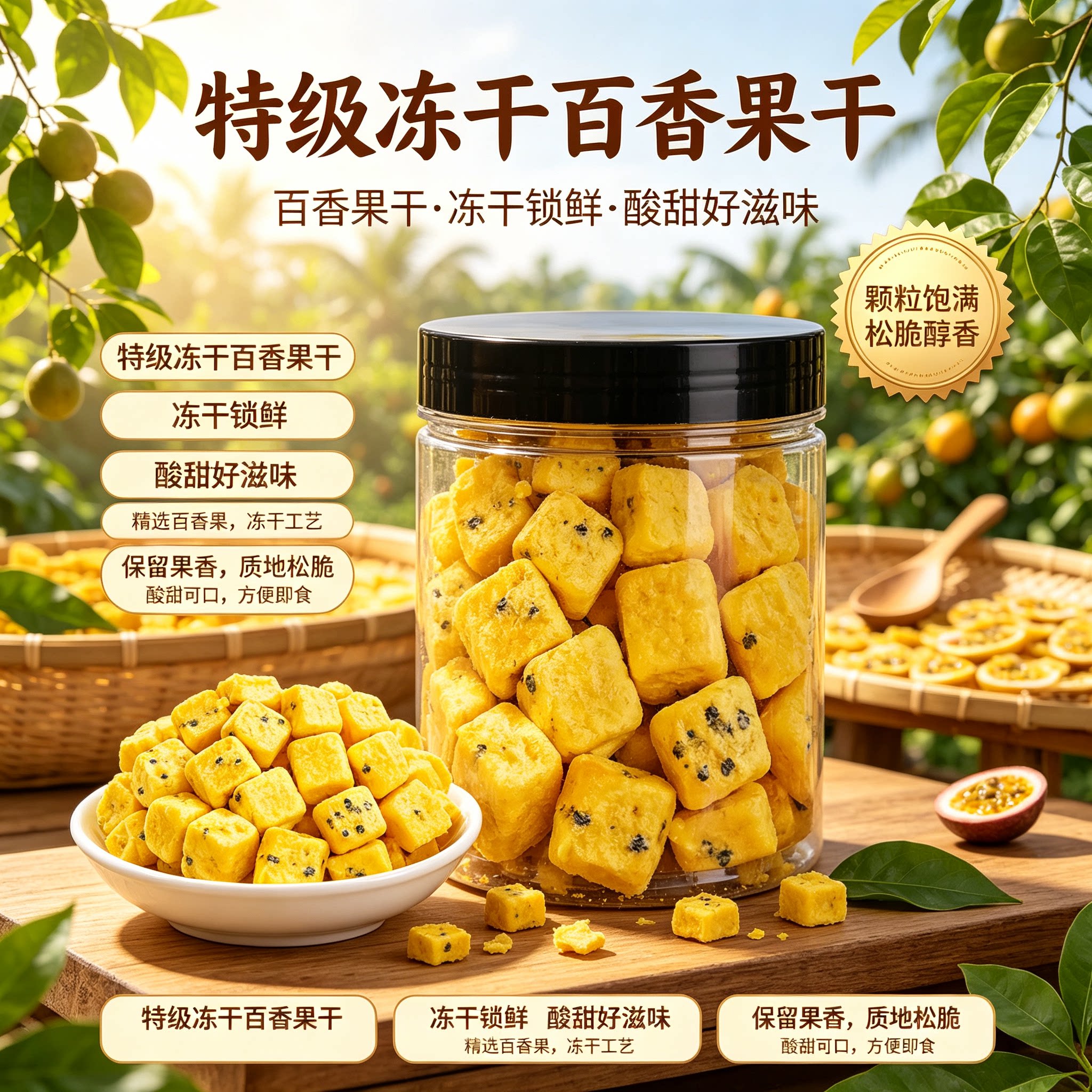 正品冻干百香果块冷泡水果茶