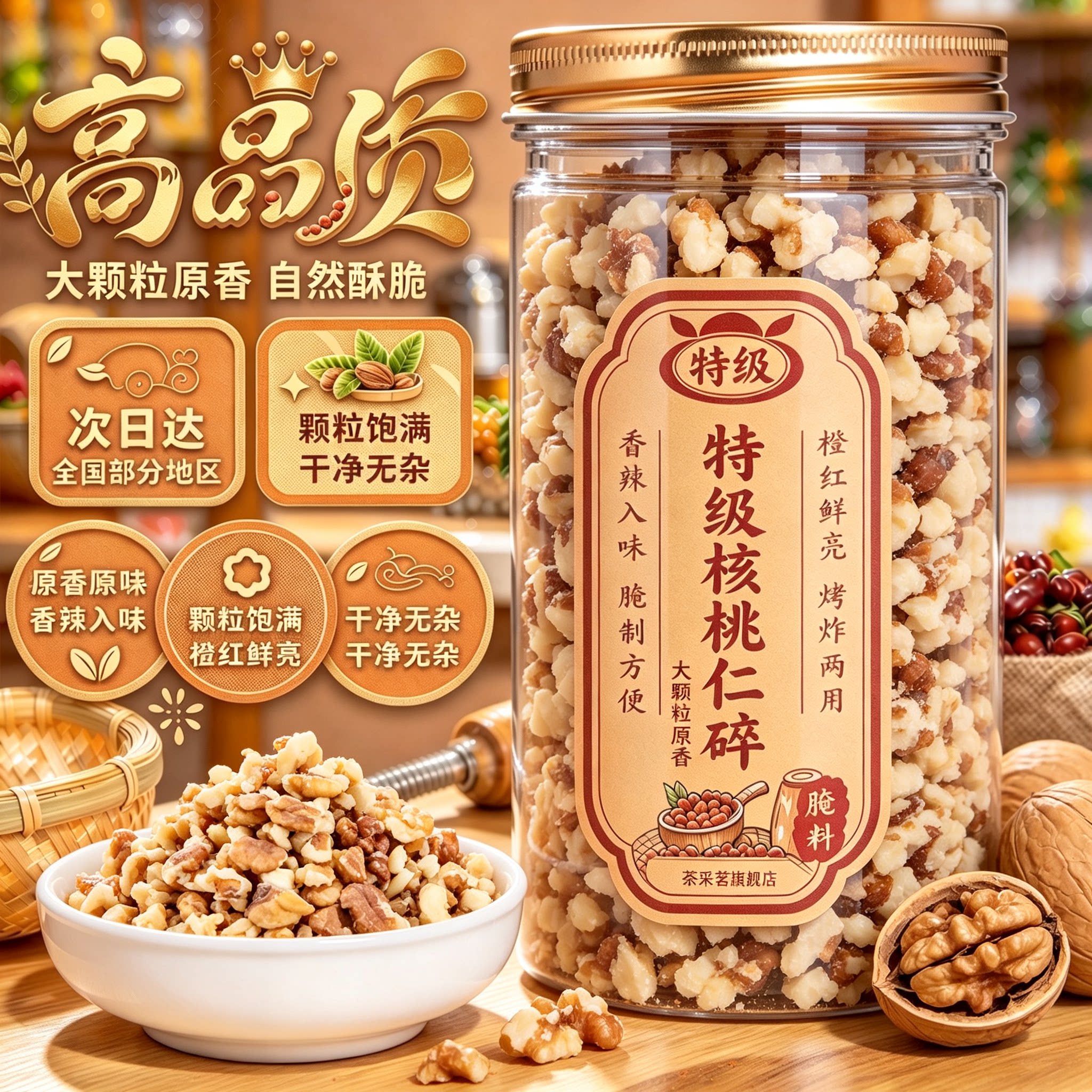 2026新货核桃仁碎500g酥脆烘焙