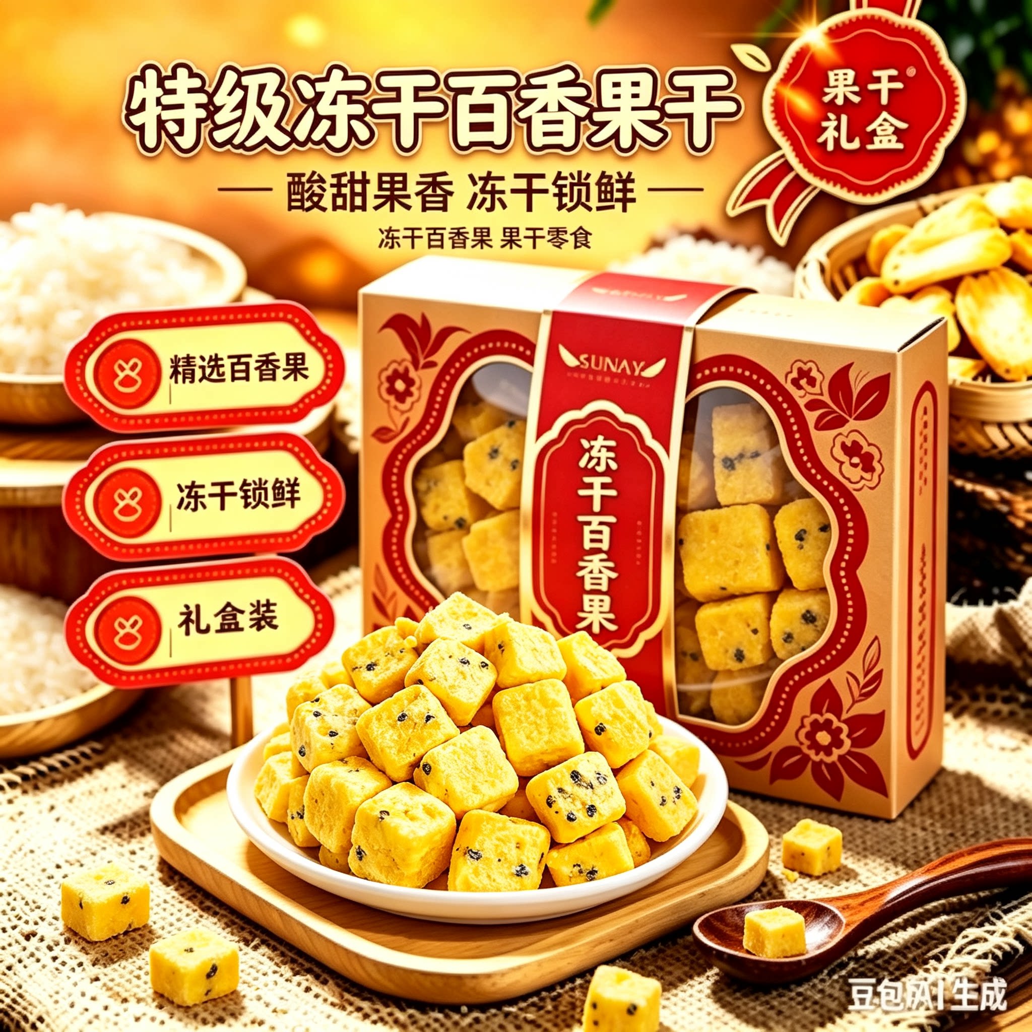正品冻干百香果块冷泡水果茶