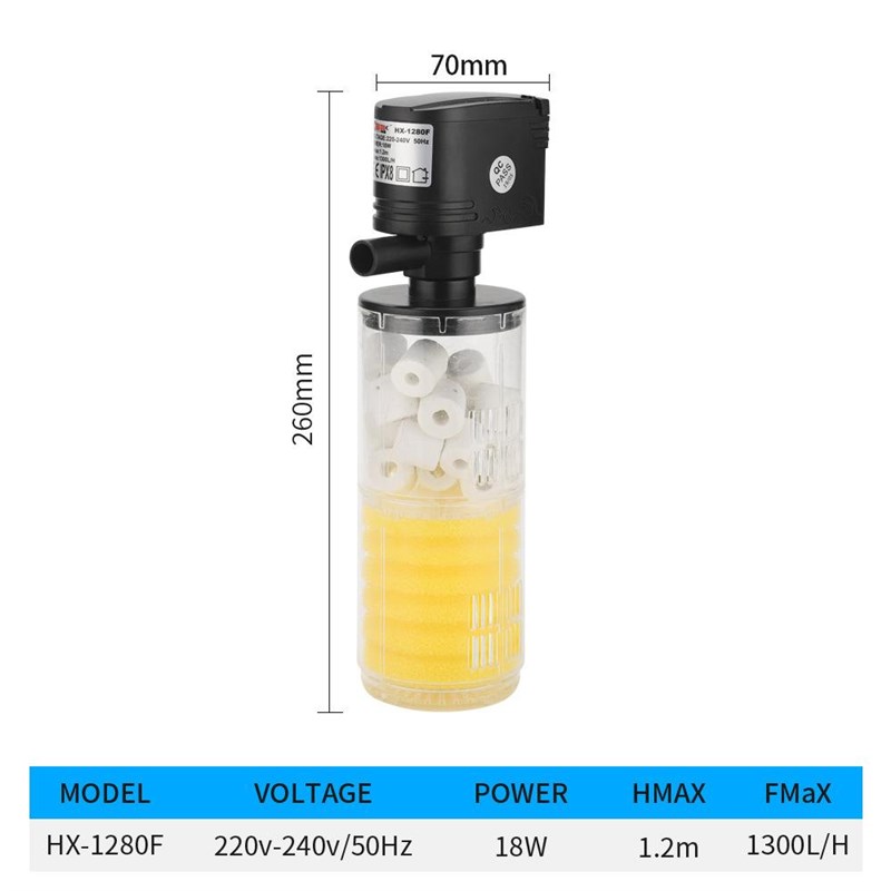 鱼缸过滤器水族箱三合一增氧过滤泵鱼缸内置过R滤材料三合一过滤
