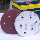 干磨机砂纸5寸6孔 125mm植绒自粘盘沙皮 打磨圆盘气动拉绒砂纸片