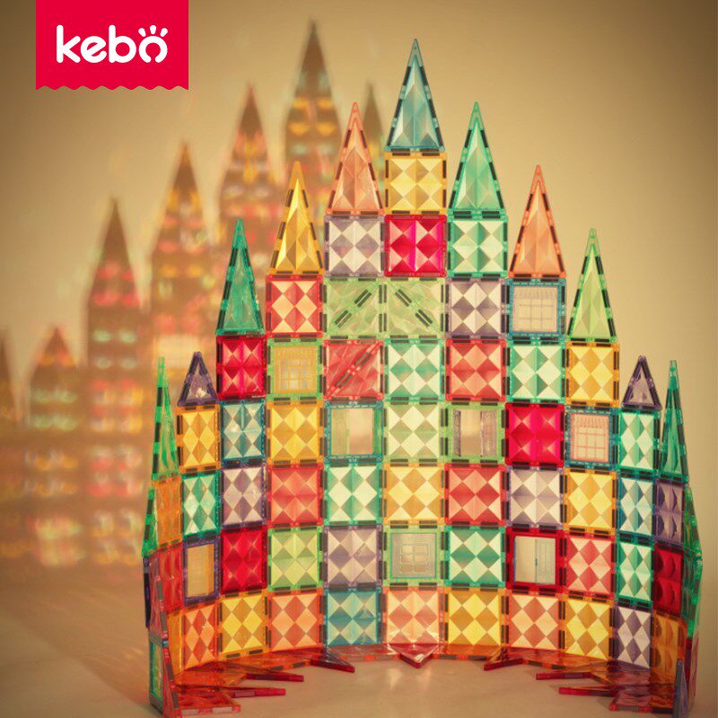 磁力片儿童益智玩具强磁吸拼图大号正方形积木车三岁女孩生日礼物