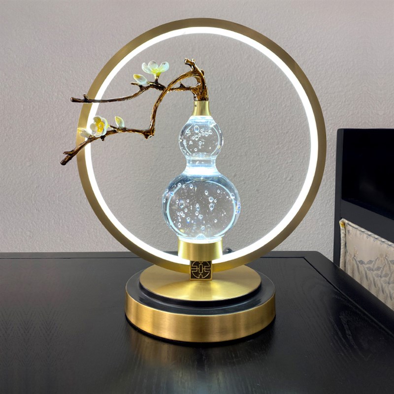 新中式葫芦灯具中国风全铜卧室书房茶桌床头水晶酒店民.宿高档台