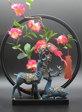 腊梅花乔b迁新家居中式软装饰工艺品摆件客厅酒柜玄关酒店桌面摆