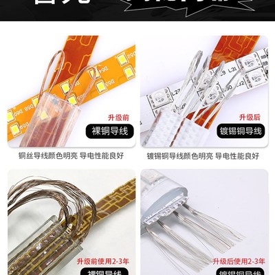 灯带led三色七彩变色遥控家用客厅吊顶超亮长条灯条防水光带220v