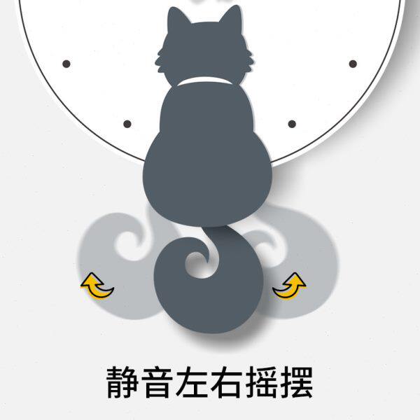 简约摇摆挂钟客厅静音时尚木质钟表北欧日式卡通时钟墙钟立体猫