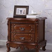 复古雕花卧室收纳储物柜床边小柜子 创意美式 欧式 实木床头柜免安装
