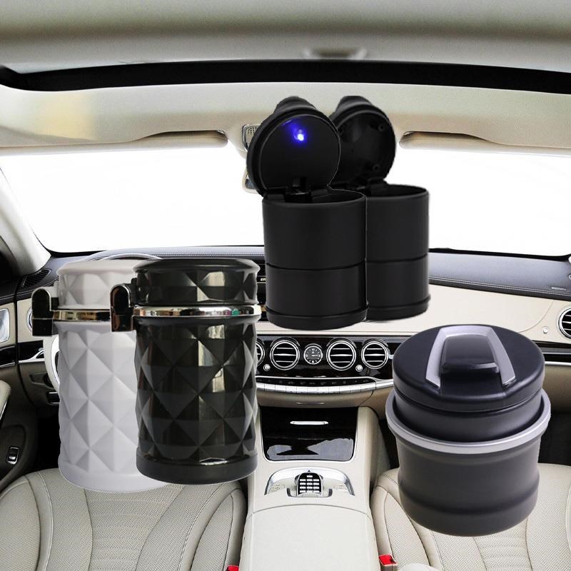 汽车用4s带灯烟灰缸 创意车内用耐高温烟灰缸 车载LED带盖烟灰缸