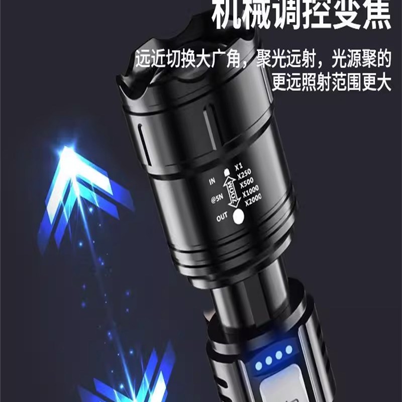 特种兵户外P900强光手电筒便携充电超亮变焦疝气灯远射聚光led灯