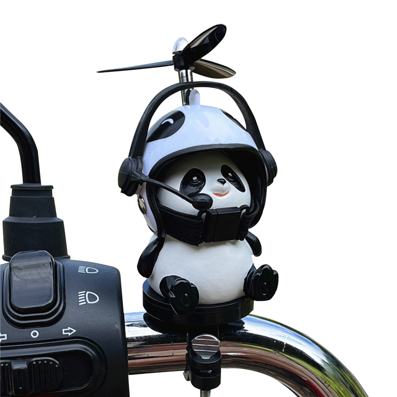 熊猫电动车载摆件自行车瓶车机车安全帽装饰品可爱小黄鸭挂件配饰