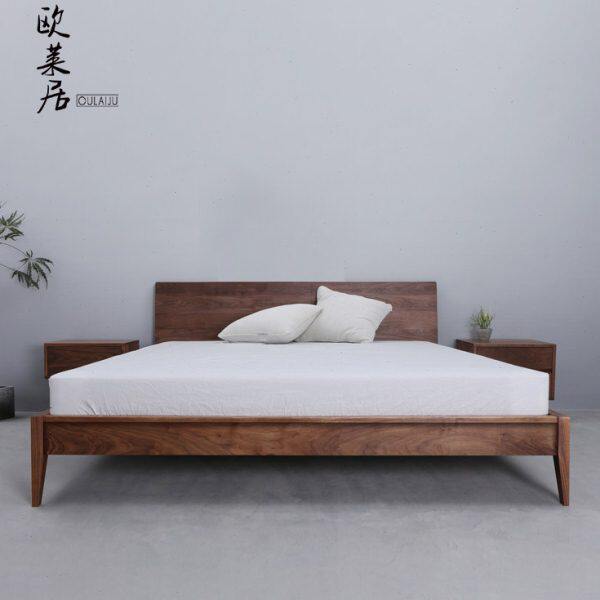 北欧全实木双人大床日式橡木榻榻米床简约新中式1.8黑胡桃儿童床