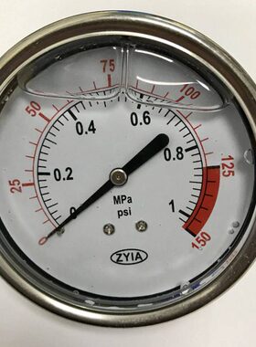 轴向耐震压力表 YN-75Z 1mpa 150psi 后外壳直径75mm 螺纹G3/8