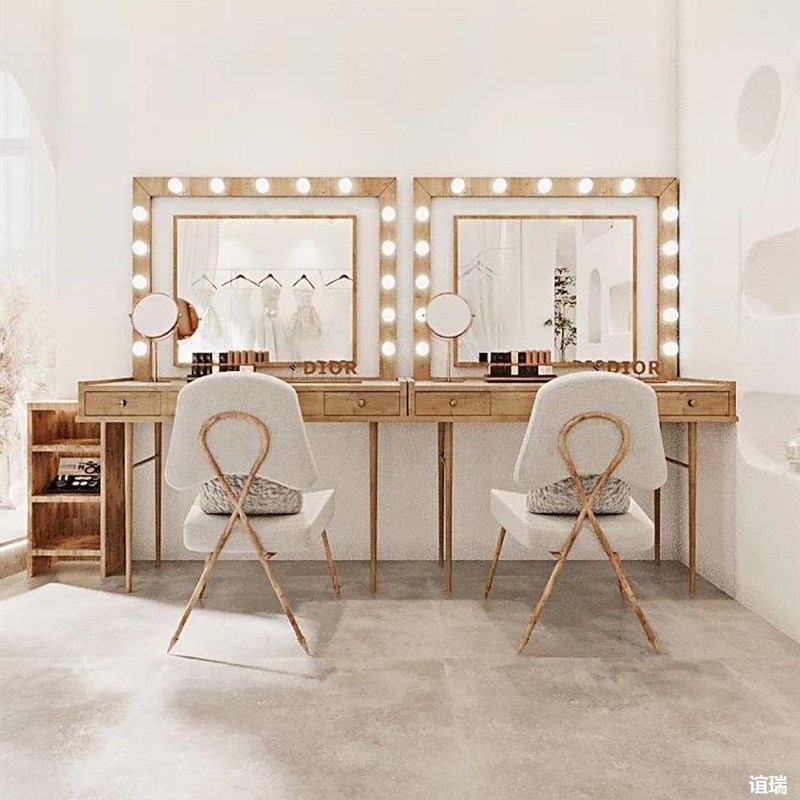 影楼化妆台带灯婚纱店摄影专业化妆桌彩M妆美容院化妆师梳妆台
