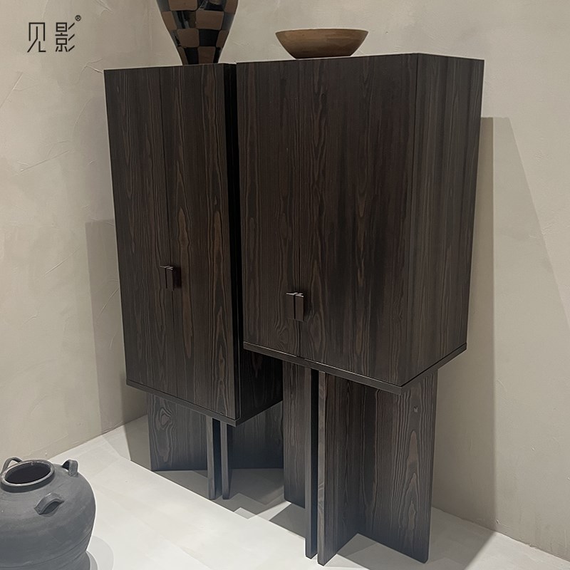 见影新中式实木边k柜置物柜酒柜茶水柜收纳柜实木柜子现代简约家