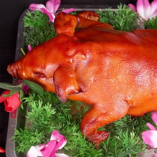 彷真食物模型脆i皮烤乳猪模型烤羊排假菜道具供品羊腿样品