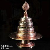 曼达铜制大号cm24雕花供曼扎尼泊尔茶曼扎盘罗手工雕刻盘曼手工
