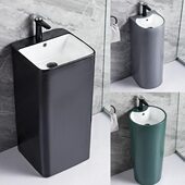落地式 洗手盆洗手台盆阳台洗脸盆黑色一体立柱盆陶瓷小户型卫生间