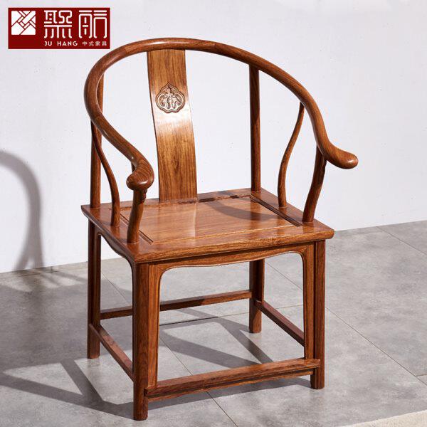 聚航红木家具刺猬紫檀太师椅仿古中式花梨木圈椅圆椅休闲靠背椅子