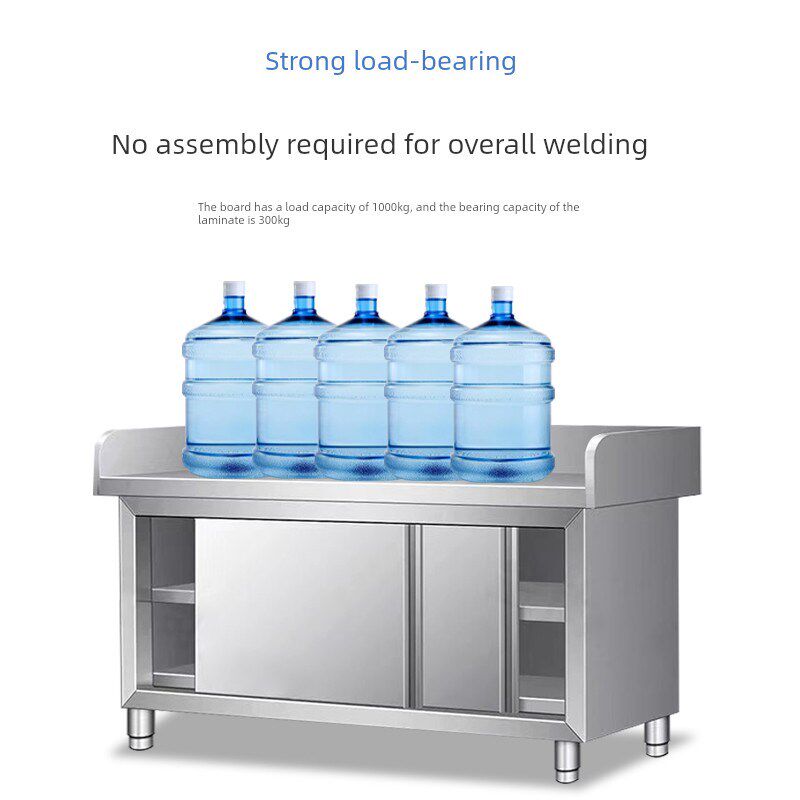 304不锈钢工作台围边厨房酒店推拉门操作打荷台家商用收纳储物柜