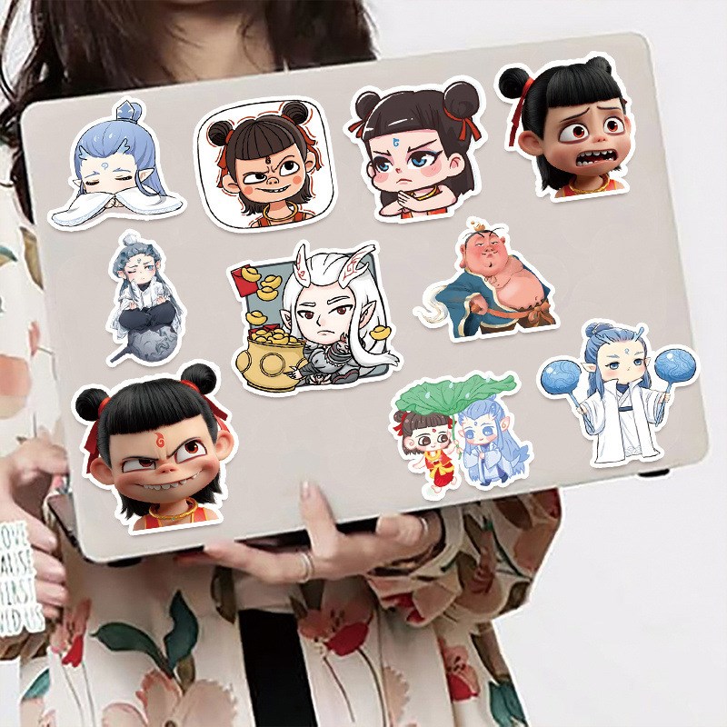 50张电影国漫卡通哪吒2魔童闹海人物周边贴纸装饰笔记本头盔手账