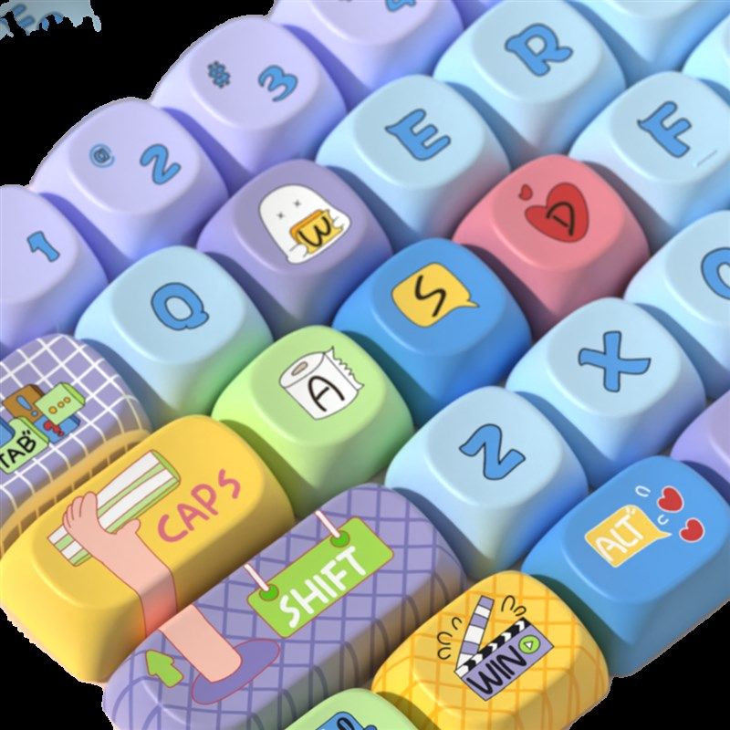 上班蛋蛋 可爱卡通MCA高度键帽  75 82 84 87 98键盘按键