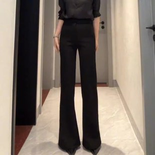 垂感喇叭拖地裤 黑色不贴腿微喇西装 高腰显瘦休闲裤 2025春夏新款 裤
