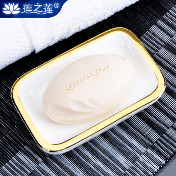 莲之莲陶瓷双层沥水肥皂碟简约欧式香皂盒酒店方形浴室香皂置物架