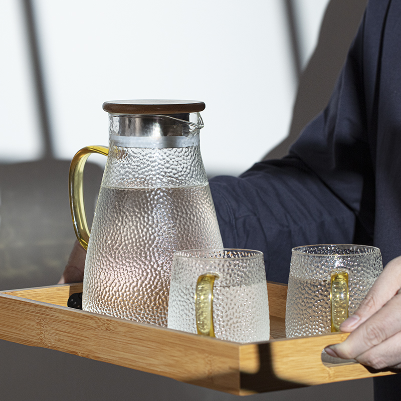 加厚耐高温玻璃锤纹凉水壶耐热防爆冷水壶果汁壶多用水壶套装家用