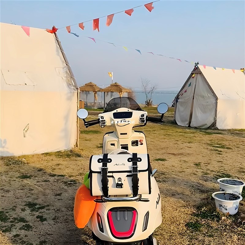 适用摩托车尾箱包复古后座包电动车皮尾箱本田25款NS125LA后尾包