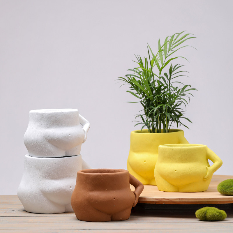 北欧人像创意水泥花盆器有孔绿植盆栽花卉多肉阳台花园花架摆件