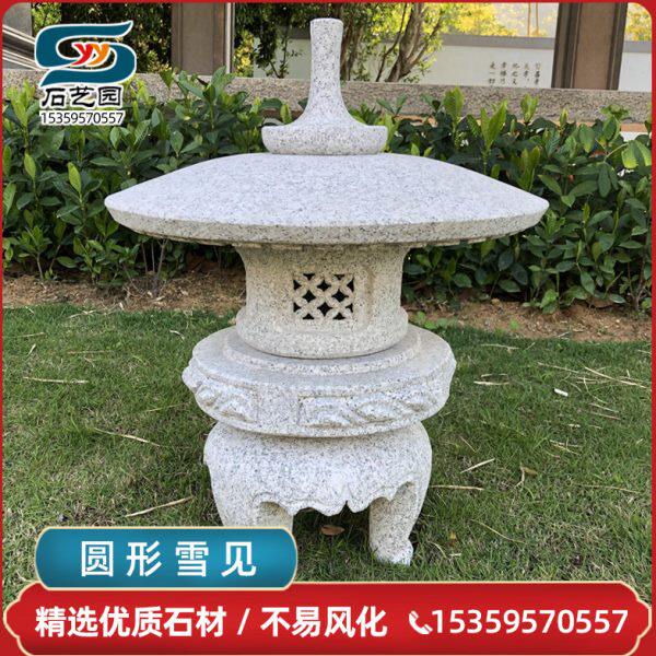 日式庭院灯 石雕石灯笼 户外仿古中式草坪太阳能石头灯假山摆件