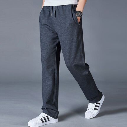 运动裤男士直筒宽松休闲裤春秋季垂感长裤子纯色潮流百搭款卫裤男