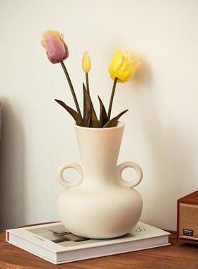 【设计感满满】陶瓷花瓶磨砂白色素瓶家居装饰摆件艺术感插花花器