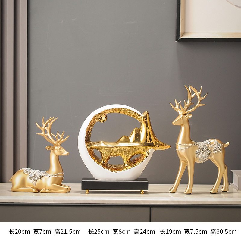 创意金山银山装饰品招财摆件客厅酒柜博古架办公室W工艺品轻奢高