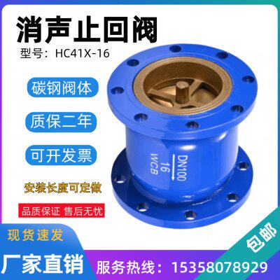 HC41X-16法兰消声止回阀 静音立卧式管道单向不锈钢芯碳钢DN100