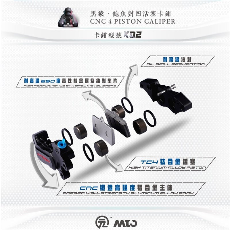 MTC黑猿K02鲍鱼卡钳九号小牛电摩鼓刹改碟刹鼓改碟改装前轮9号