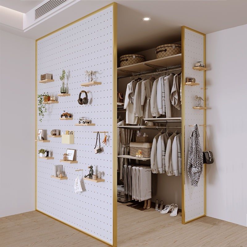 洞洞板屏风金属衣柜侧板隔断墙现代入户玄关客厅步入式衣帽间
