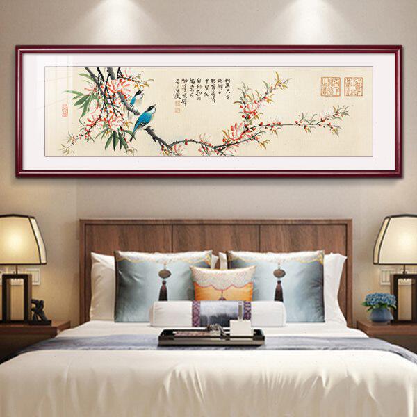 新中式客厅卧室装饰画主卧花鸟图案温馨床头挂画酒店宾馆禅意壁画