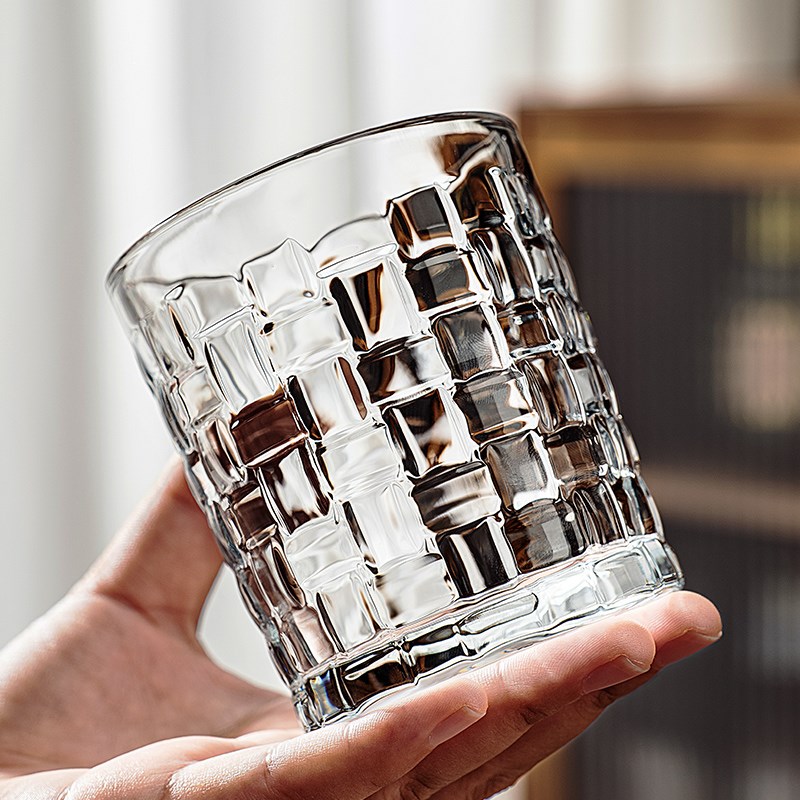 藤编玻璃水杯子家用客厅待客套装高颜值泡茶喝果汁啤酒咖啡杯具