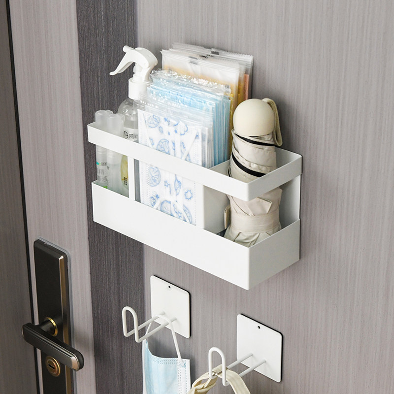 入户门磁吸口罩收纳盒壁挂式家用玄关雨伞架防盗门后上磁铁置物架