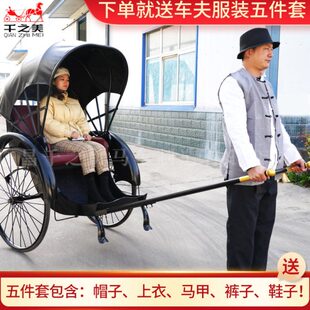 复古人力黄包车可拉载客景区摆渡观光旅游老上海黄包车千之美马车