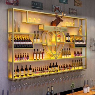 餐厅墙上红酒架吧台酒柜铁艺定制工业风酒吧展示架靠墙壁挂置物架