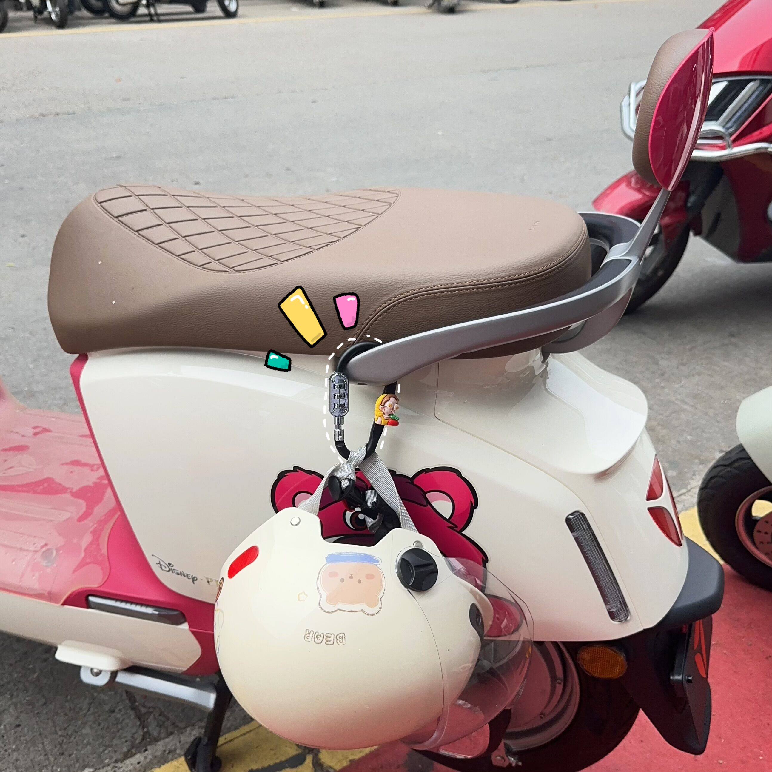 女生可爱电动电瓶车后座头盔锁踏板车安全帽子铝合金密码防盗锁