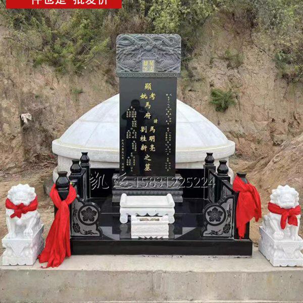 墓碑定制大理石中国黑豪华蛟龙碑汉白玉双人家用刻字石碑户外墓地