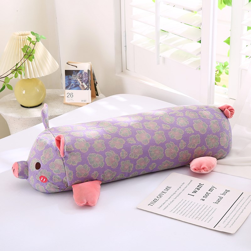 可拆洗A类母婴全棉双层纱猪猪玩偶睡觉抱枕女生侧V睡夹腿长条靠枕