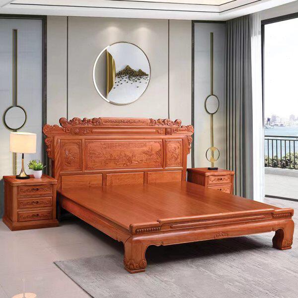 红木大床金花梨木1.8米双人床1.5米菠萝格中式明清仿古典主卧家具